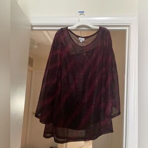 Avenue Red Asymmetrical Relaxed Blouse